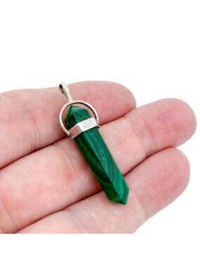 Vintage Sterling Silver 925 Malachite Point Pendant